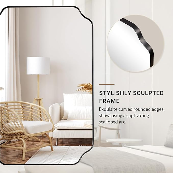 ANDY STAR 30x40 Inch Matte Black Mirror, Unique Rectangle Mirror - Image 6