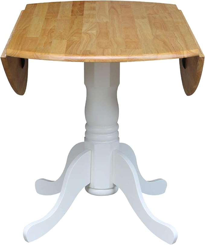 42" Round Dual Drop Leaf Pedestal Dining Table, Solid Wood, Easy Assembly - Image 6