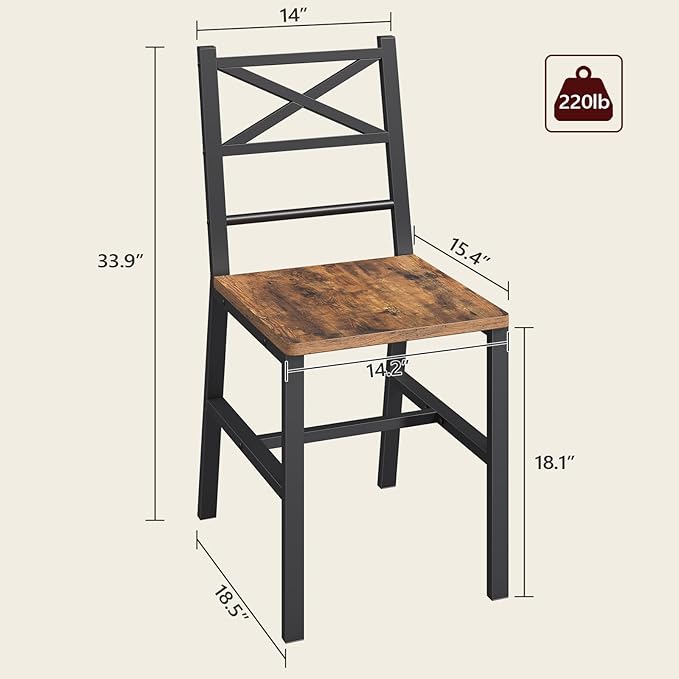 Dining Chair Set of 4, Rustic Wooden Kitchen Chairs - Image 8