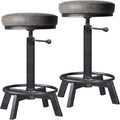 Rusitc Swivel PU Seat Bar Stools Industrial 24-28inch Height Adjustable Counter by BOKKOLIK