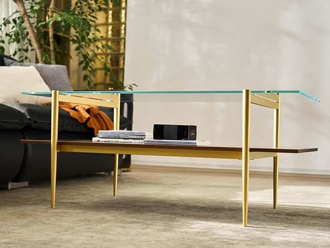AGV LIGHTING Tadio Glass Coffee Table, Mid-Century Modern Coffee Table - Image 7