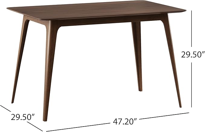 Dining Table Set for 4, Solid Rubberwood Upholstered Chairs, Mid-Century Modern - Image 6