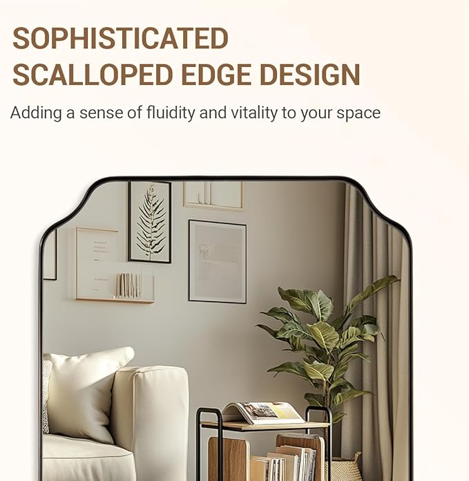 ANDY STAR Rectangle Mirror 30x40 Inch, Brushed Bronze Scalloped Mirror - Image 7