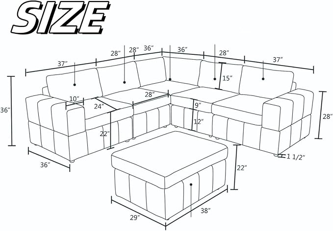 Sectional Couches for Living Room, 101″ Modular Sectional Sofa - Image 2