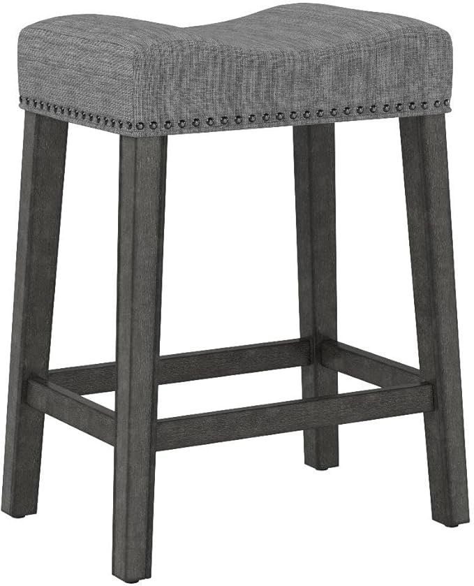 Roundhill Furniture Coco Upholstered Backless Saddle Seat Counter Stools 25.5" - Image 5