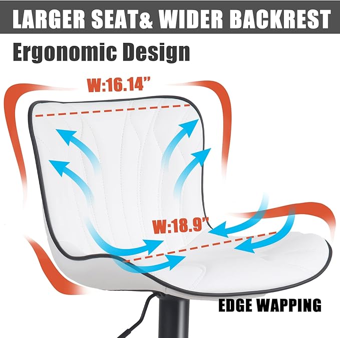 YOUNIKE 3 White Bar Stools Modern Swivel Counter Height Bar Chair - Image 3