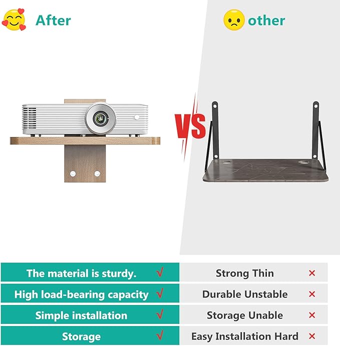 WALI Floating TV Shelves for Wall, Projector Shelf Holds Up to 22lbs, Wooden - Image 6