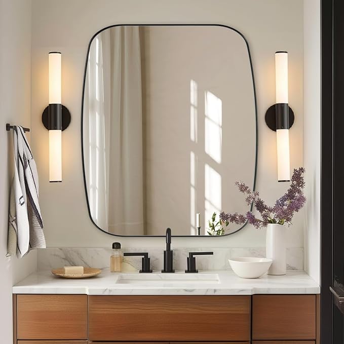 ANDY STAR 30x36” Black Bathroom Mirror, Oblong Vanity Mirror by ANDYSTAR