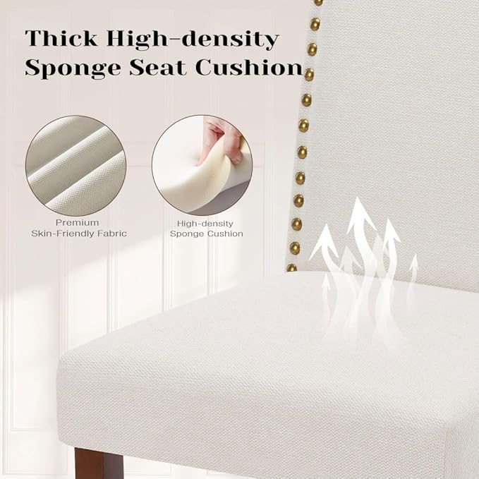 Kitchen Chairs Set of 4 Modern Upholstered Fabric Seat - Image 4