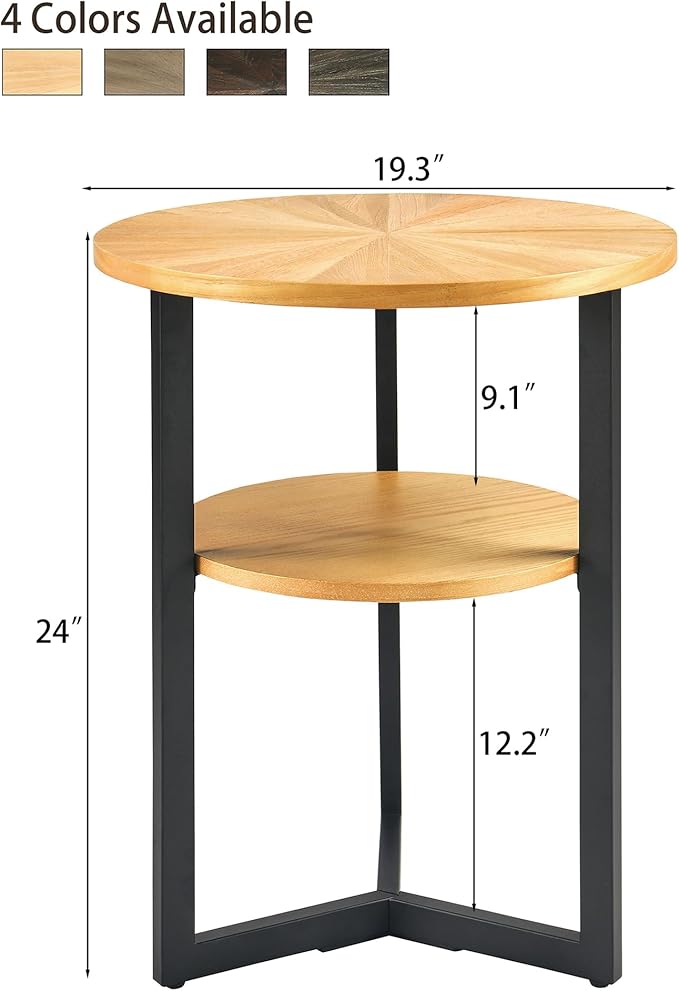 LEEMTORIG Round Side Table, High End Table Nightstand - Image 2