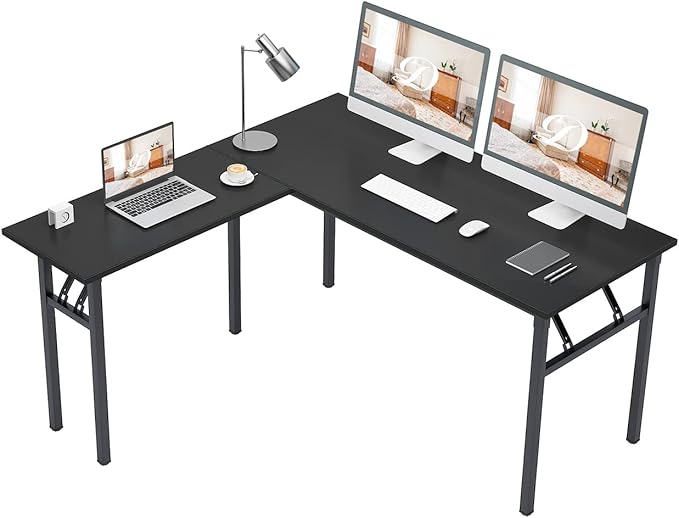 DlandHome Reversible L-Shaped Desk Large Corner Desk Folding Table Computer by DlandHome