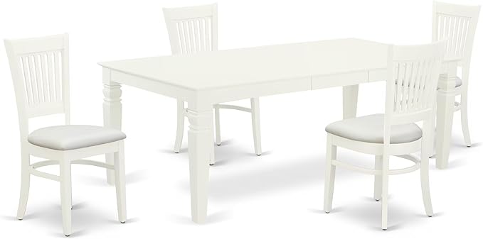 East West Furniture LGVA5-LWH-C 5 Piece Dining Set Includes a Rectangle Dining by EastWestFurniture