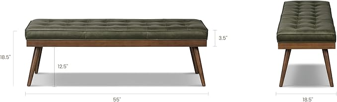 POLY & BARK 55" Tufted Leather Bed Bench - Image 2