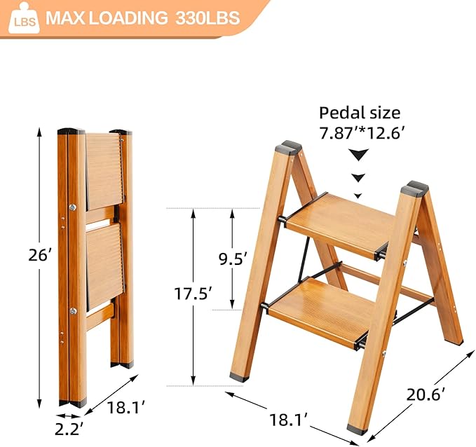 2 Step Ladder, Aluminum Lightweight Folding 2 Step Stool - Image 7