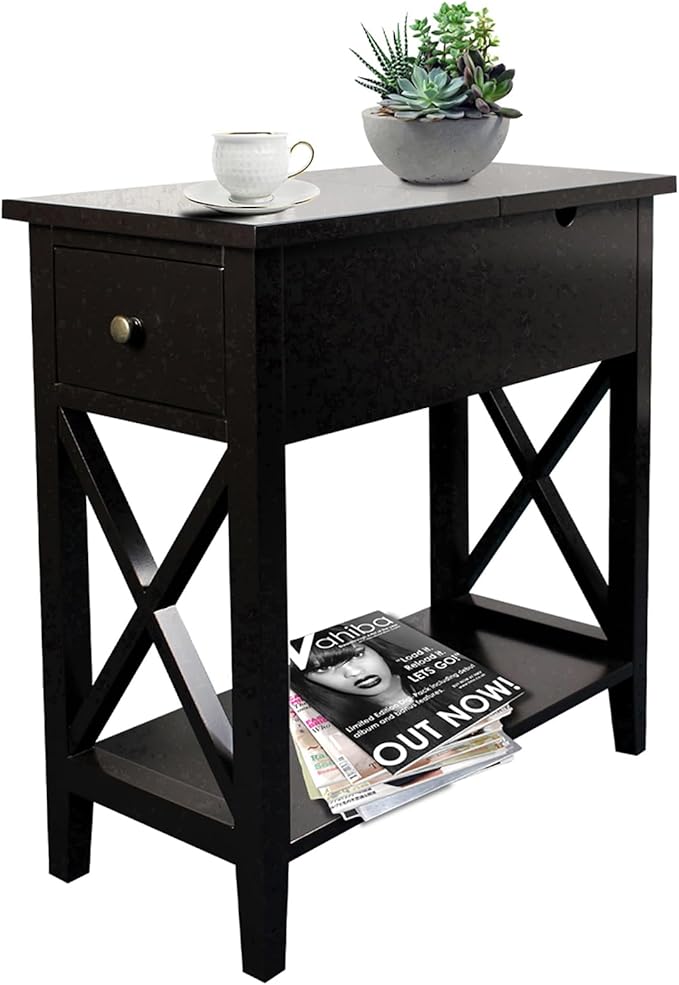 ChooChoo End Table, MDF Material Flip Top Narrow End Table by ChooChoo