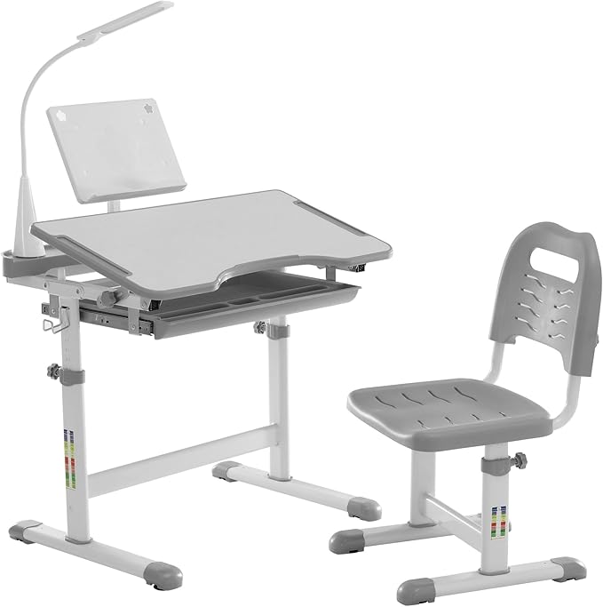 Diroan Kids Functional Desk and Chair Set, Ergonomic Height Adjustable Children by Diroan