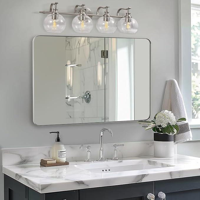 ANDY STAR 30"x48"Chrome Bathroom Mirror, Large Wall Mirror by ANDYSTAR