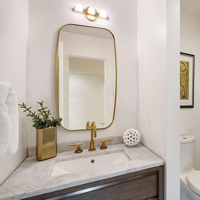 ANDY STAR Gold Bathroom Mirror, 20x30’’ Brushed Gold Vanity Mirror by ANDYSTAR