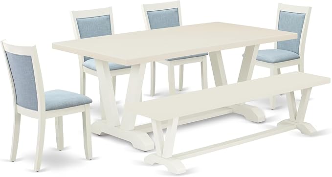 East West Furniture V027MZ015-6 6 Piece Dining Table Set Contains a Rectangle by EastWestFurniture