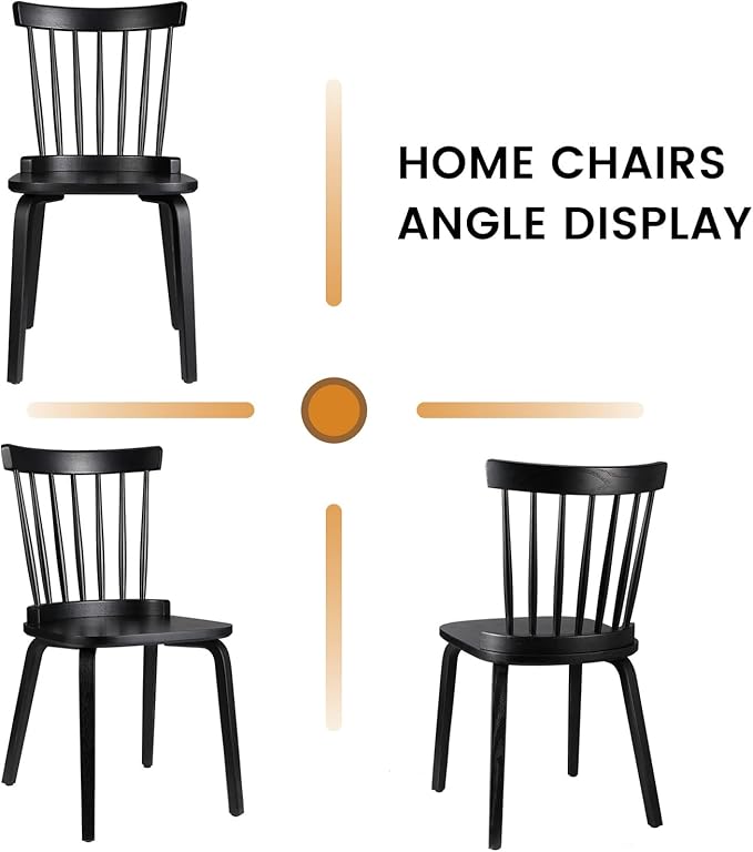 Unovivy Wood Dining Chairs Set of 4, Farmhouse Spindle Back, Widen Seat - Image 7