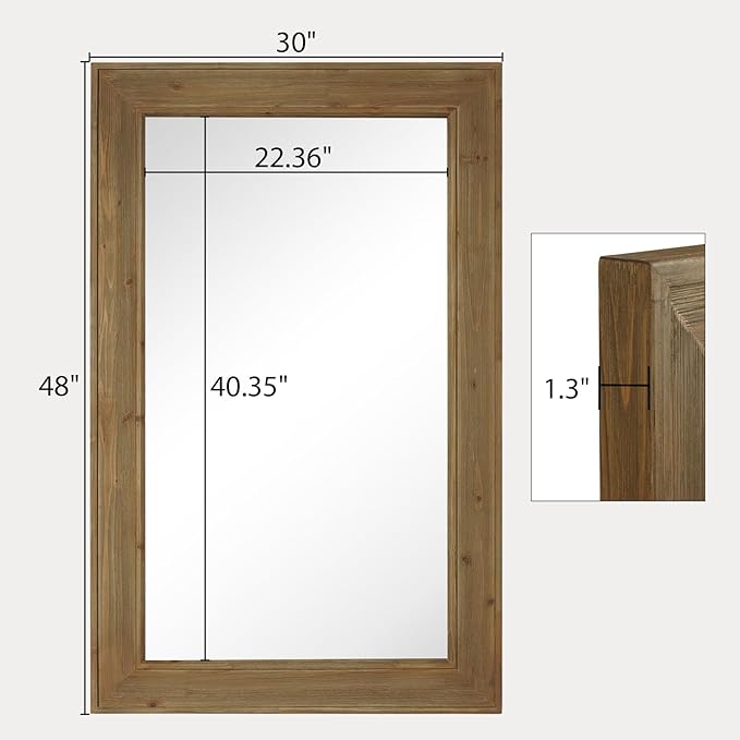 WallBeyond Rustic Wood Framed Mirror, Vintage Solid Wood Rectangular - Image 8