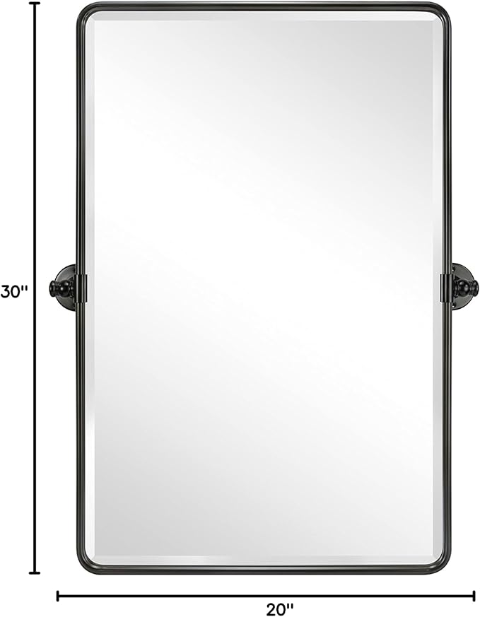 20x30'' Pivot Rectangle Bathroom Mirror Oil Rubbed Bronze Metal Framed Tilting - Image 8