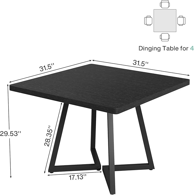 Tribesigns Square Dining Table for 10, 31.5" Industrial Dinner Table - Image 8