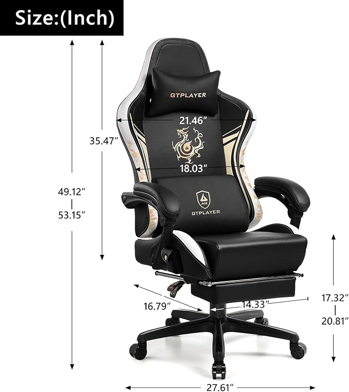 GTPLAYER Gaming Chair with Bluetooth Speakers and Footrest, Dragon Series Video - Image 2