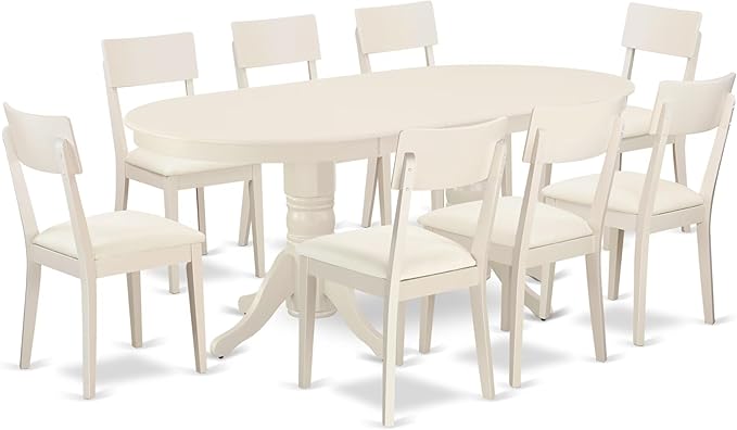 East West Furniture VAAD9-LWH-LC 9 Piece Kitchen Table & Chairs Set Includes an by EastWestFurniture