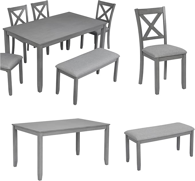 Dining Table Set, 6-Piece Kitchen Table & Chair Set - Image 5