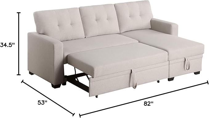 82 Inch Convertible Sleeper Sectional Sofa - Image 2