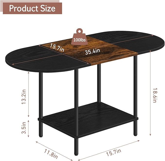 Small Round Coffee Table, 2-Tier Oval Center Table - Image 2