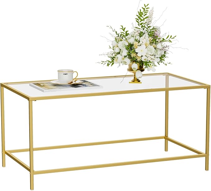 Glass Coffee Table, Modern Rectangular Coffee Table - Image 9
