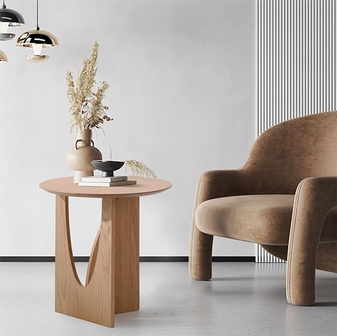 Get Set Style Round End Table Accent Side Table Circle Wood Corner Table Small - Image 8