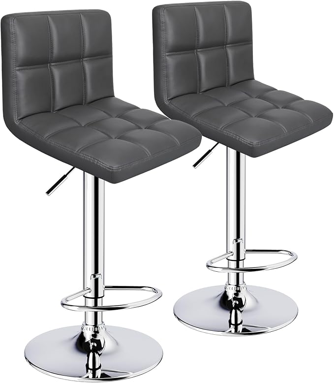 Bar Stools Set of 2, Armless Adjustable Swivel Barstools - Image 4
