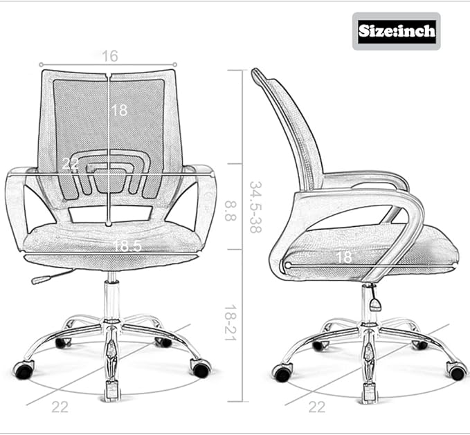 BestOffice Mesh Computer Back Support Modern Executive Adjustable Task Rolling - Image 2