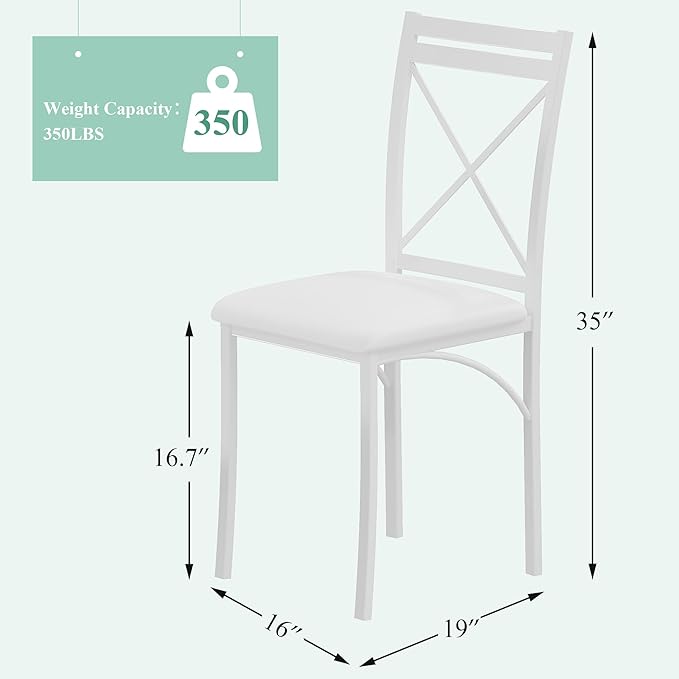 VECELO Metal Dining Chairs Set of 4, Steel Legs and PU Leather Cushion Seats - Image 6