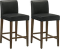 CHITA Counter Height Bar Stools Set of 2, PU Leather in Black by CHITALIVING