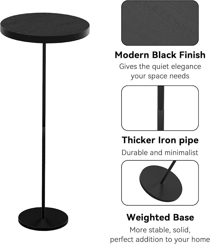 Round Pedestal Table Upgraded Side Black Drink - Image 3