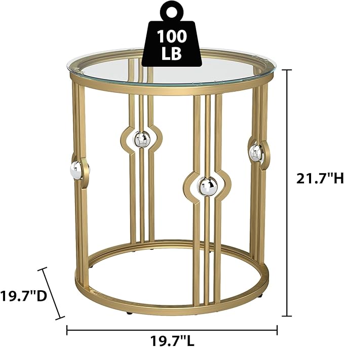 OIOG Glass Side Table Set of 2, Living Room End Table - Image 3