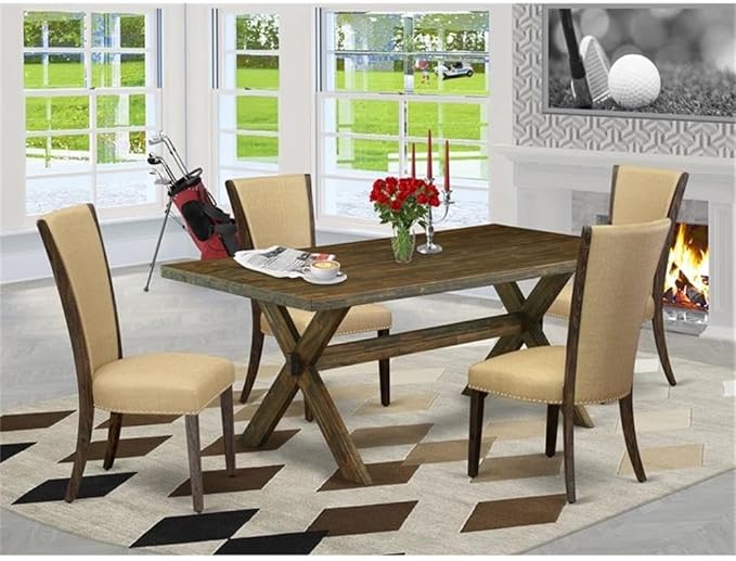 East West Furniture X777VE703-5 5 Piece Dining Set Includes a Rectangle Dining - Image 2