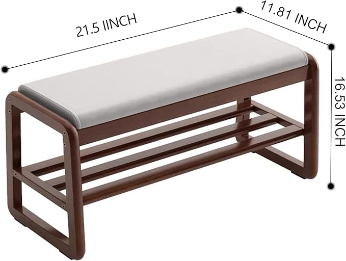 Solid Wood Shoe Bench, 2-Tier Wooden Storage Entryway Bench, Small Entryway - Image 2