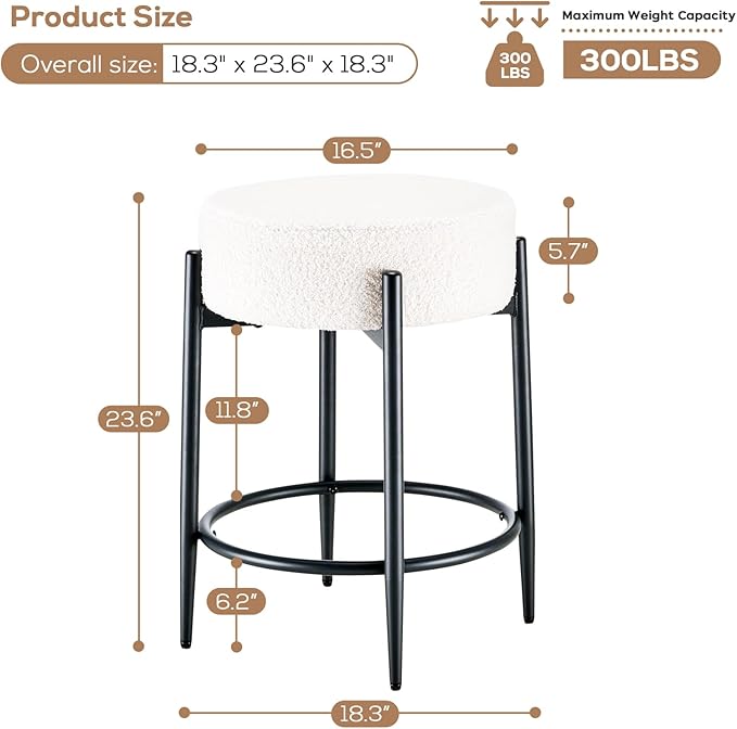 Dining Chairs Set of 2, 23.6" Backless Kitchen Living Room Chair，Mid Century - Image 2