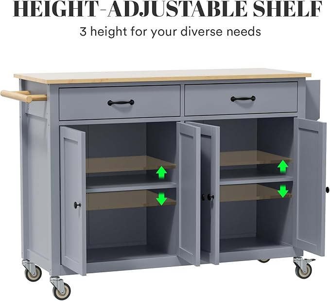 Rovibek Large Kitchen Island on Wheels - Image 6