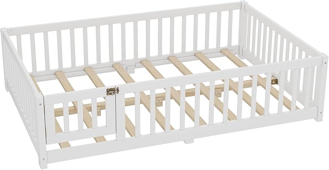 Bellemave Full Floor Bed with Slats and Safety Guardrails, Kids Montessori - Image 8