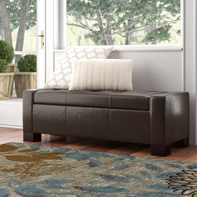 Ball & Cast 50.8" Upholstered PU Storage Ottoman by BallCast