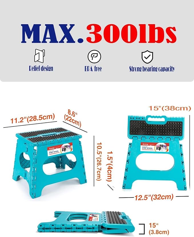 ACSTEP Folding Step Stool 9 inch Height Non-Slip Step Stool - Image 4