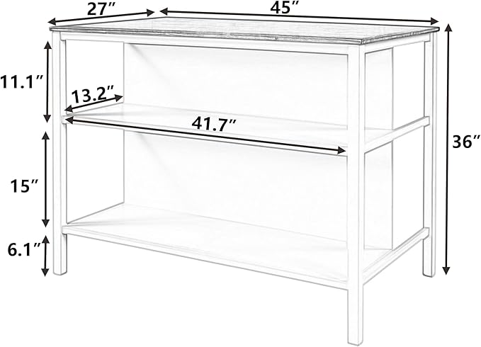Ball & Cast 45" Solid Wood Rustic Stationary Kitchen Island, - Image 2