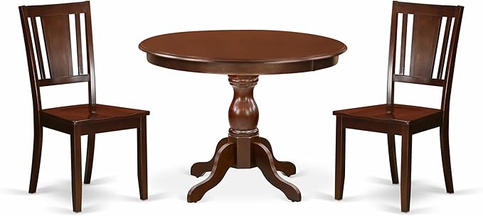 East West Furniture HBDU3-MAH-W 3 Piece Dining Room Table Set Contains a Round by EastWestFurniture