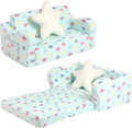 Extra Wider Seating Toddler Couch, 2-in-1 Toddler Soft Couch Fold Out by MOMCAYWEX